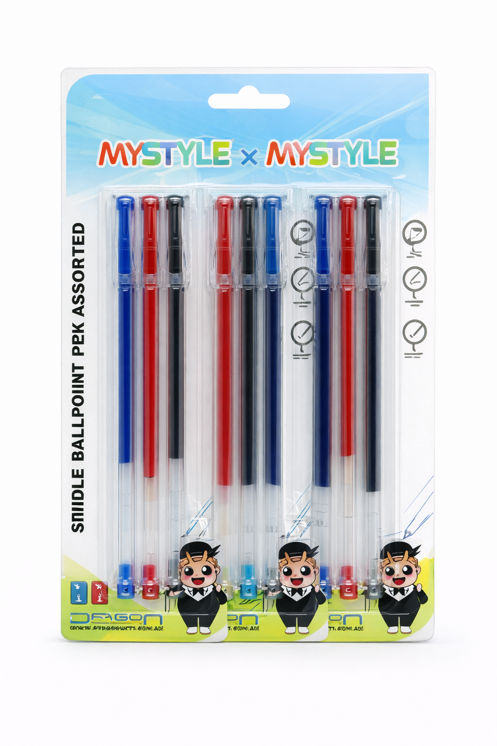 MyStyle Ballpoint Pen 3PK Assorted