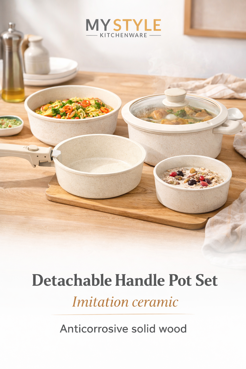 MyStyle Detachable Handle Pot(5) Nonstick Pot Set