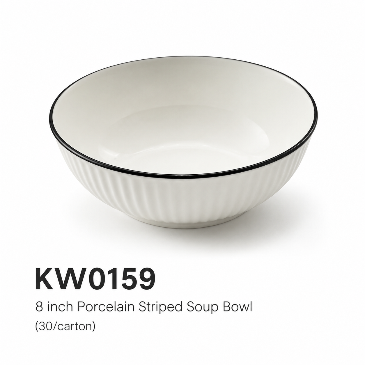 8 inch Porcelain Striped Soup Bowl