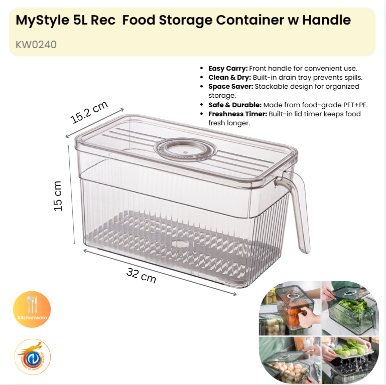 5L Rec Food Storage Container wHandle
