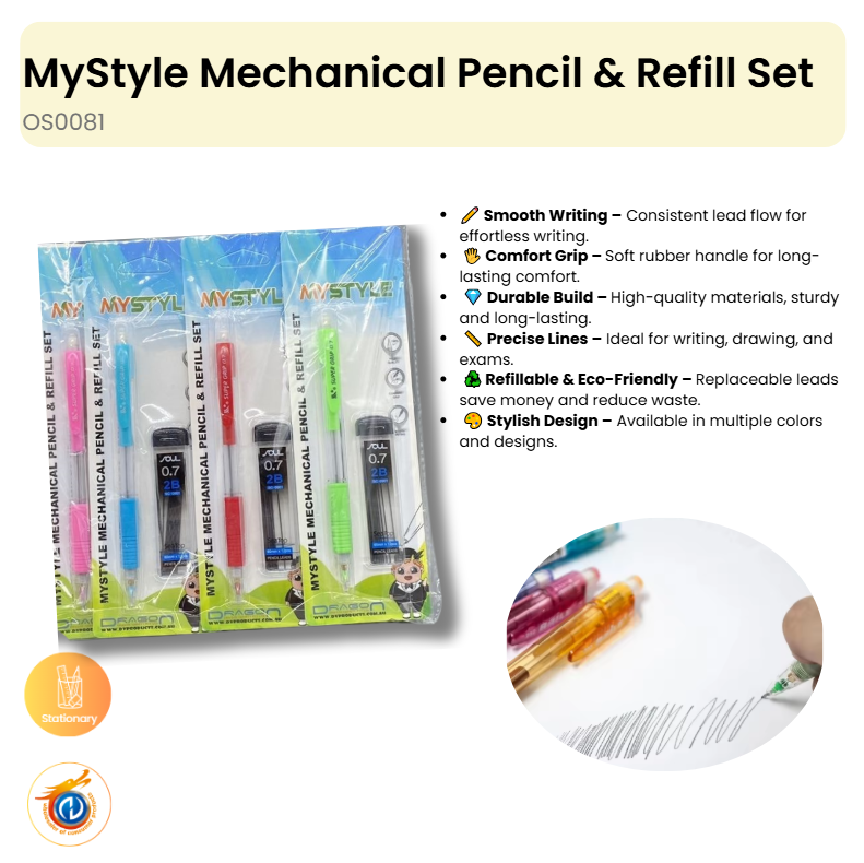MyStyle Mechanical Pencil & Refill Set (4 colour Assorted Min 12)