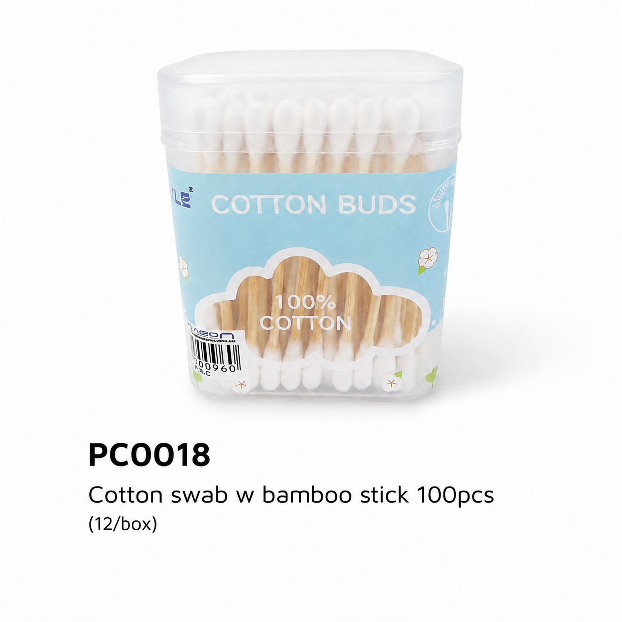 Cotton swab w bamboo stick 100pcs