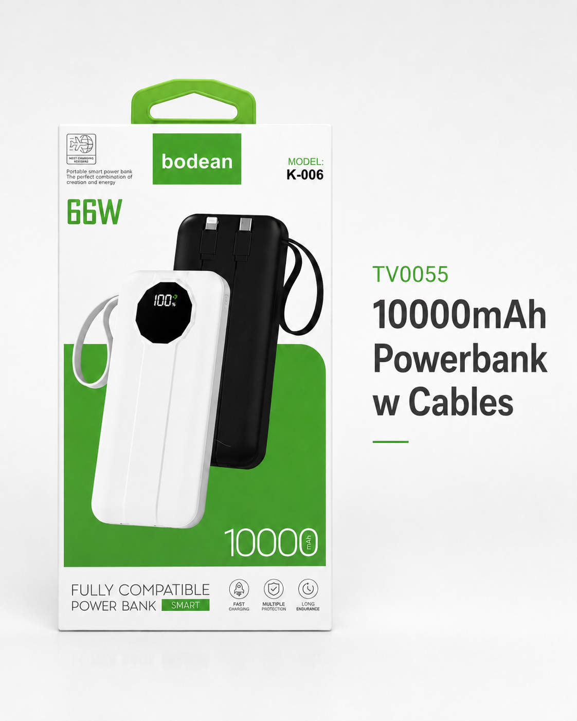 10000mAh Powerbank w Cables