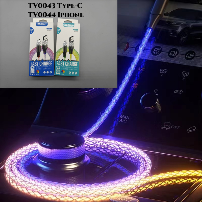 USB to Lighting iphone 100W data and charging LED glow cable