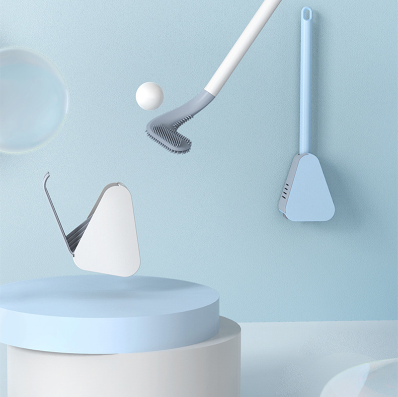 New Toilet Brush Silicone Brush Toilet With Quick Drying Holder Creative Cleaning Brush Flat Head Flexible Soft Bristles Brush