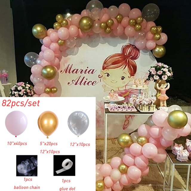 Hot Pink Chrome Rose Gold Balloon Arch Garland Wedding Birthyday Baby Shower Party Background Decor Globos Kids Toys