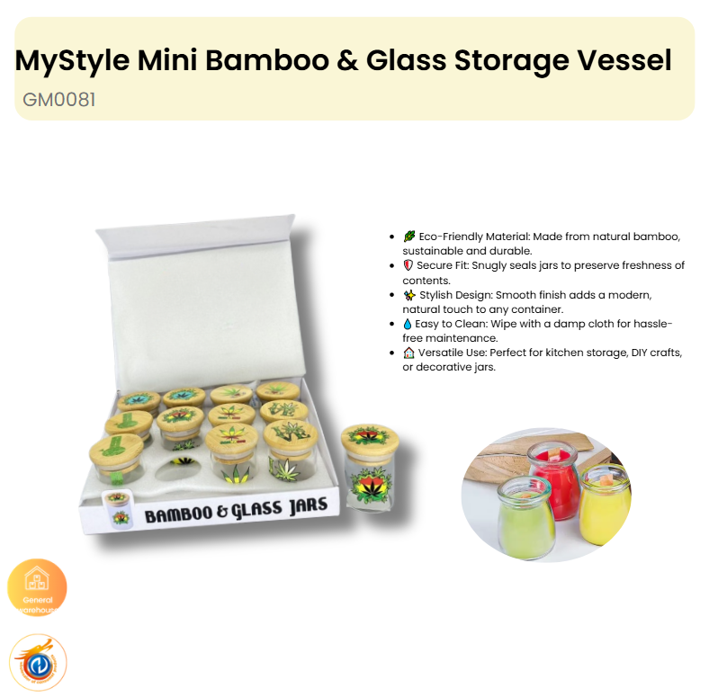 Mini Bamboo & Glass Storage Vessel (12 in a Display box)