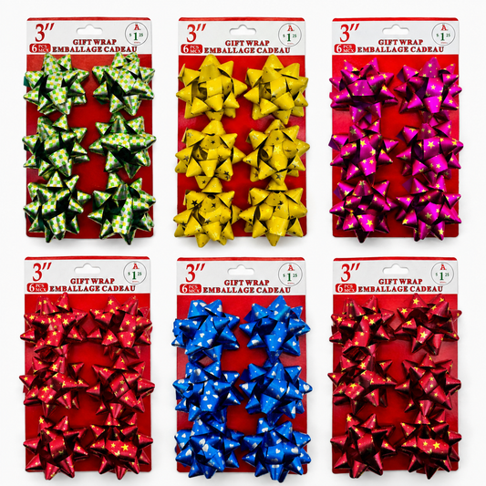 3" GIFT BOWS 6PK FINISH