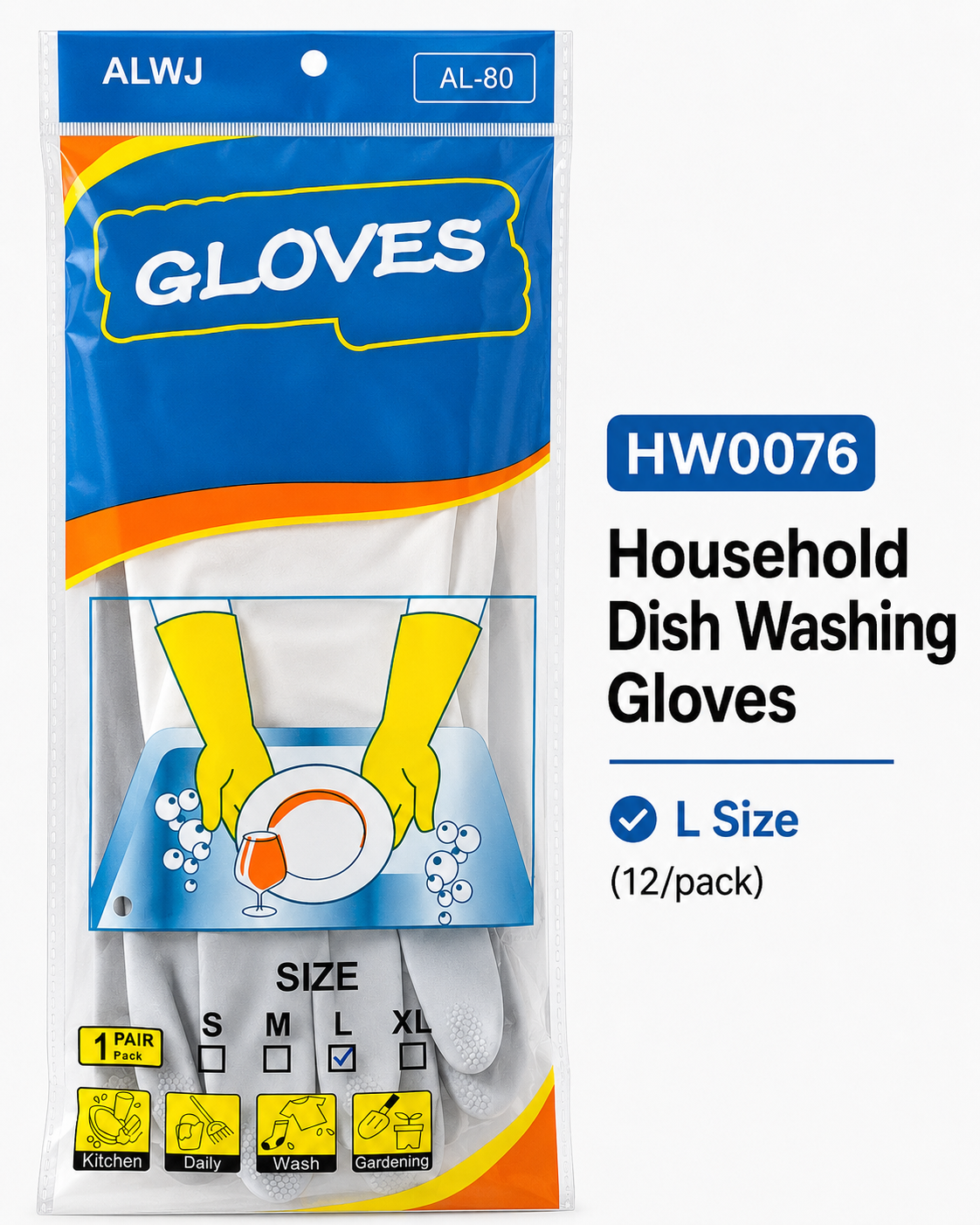 Household Dish Washing Gloves L Size