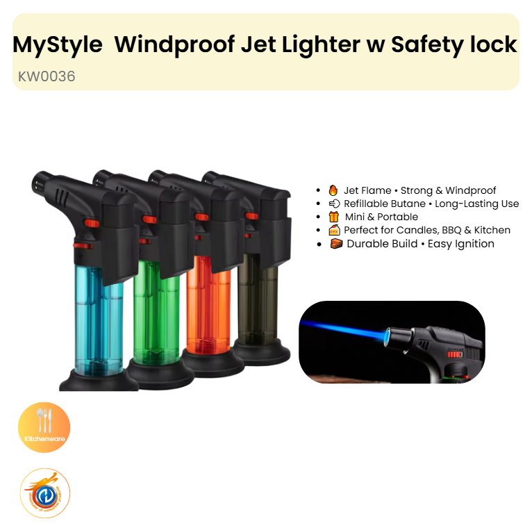 Windproof Jet Lighter w Safety lock