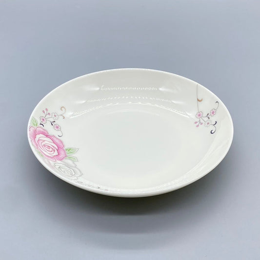 8" Fine Bone Soup Plate Shadow Flower