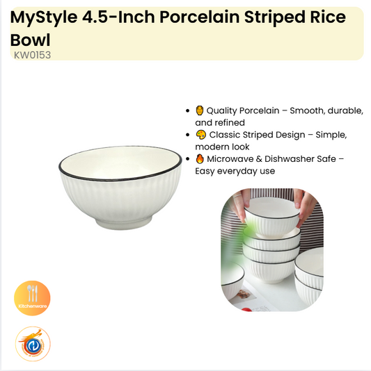 4.5-Inch Porcelain Striped Rice Bowl