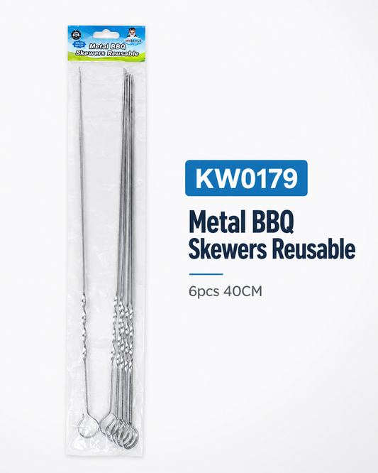 Metal BBQ Skewers Reusable 6pcs 40CM