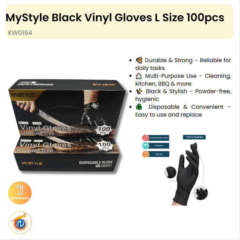 Black Vinyl Gloves L Size 100pcs