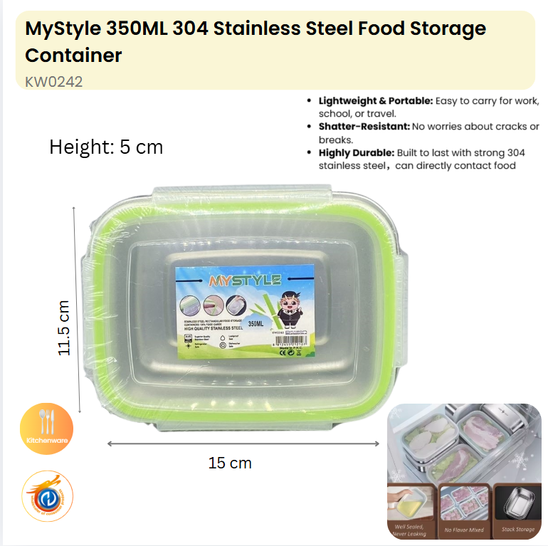 350ML 304 Stainless Steel Food Storage Container