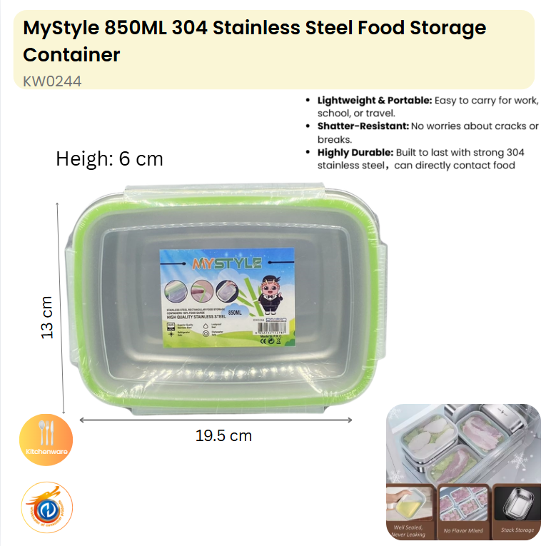 850ML 304 Stainless Steel Food Storage Container