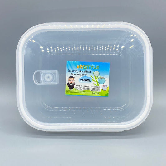 2260ML Rectangle Heat Resistant Glass Food Storage with PP Vent Lid