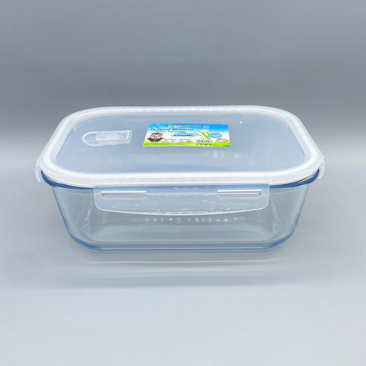 2260ML Rectangle Heat Resistant Glass Food Storage with PP Vent Lid