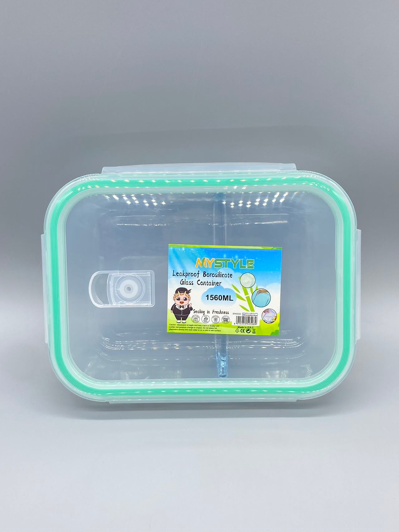 1520ml Split Rectangular Heat-Resistant Glass Food Storage, Partition