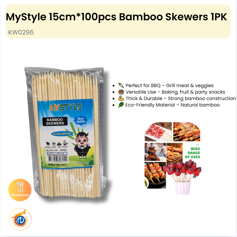 15cm*100pcs Bamboo Skewers 1PK