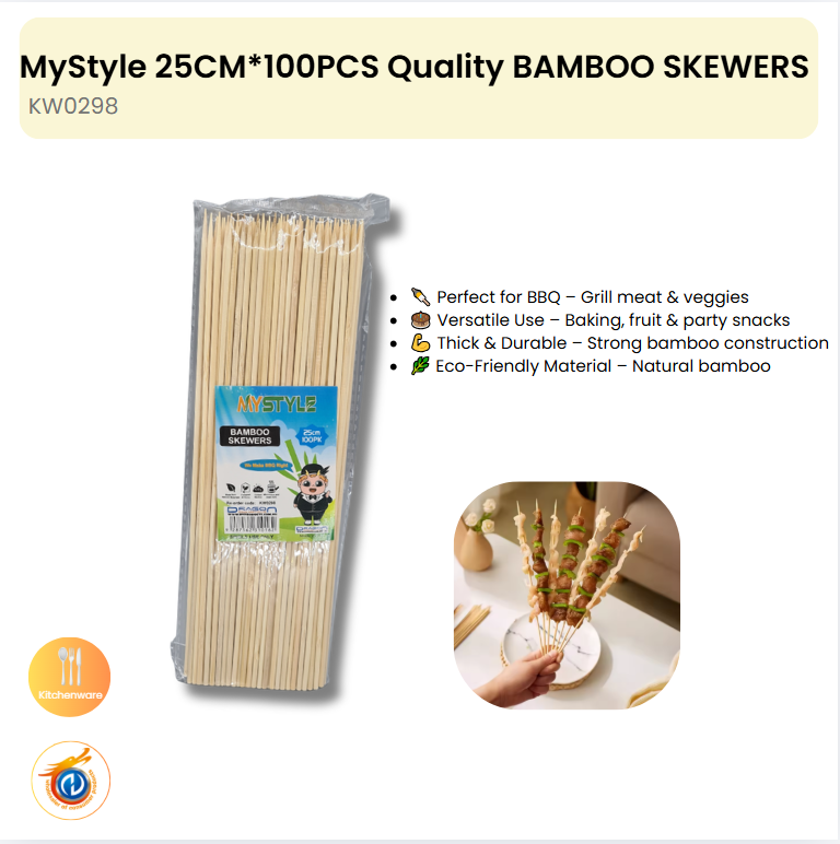 25CM*100PCS Quality BAMBOO SKEWERS