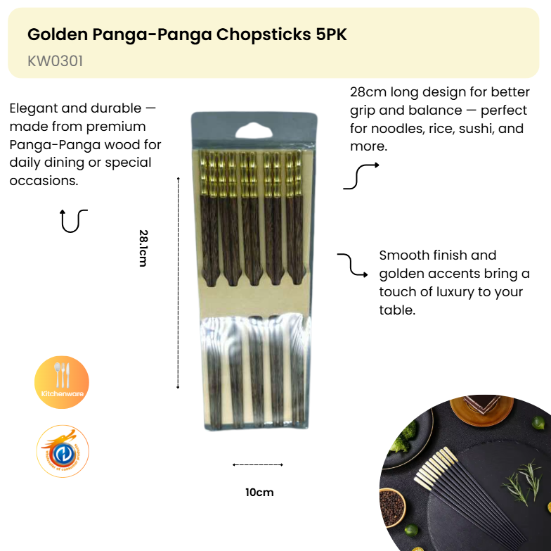 Golden Panga-Panga Chopsticks 5PK