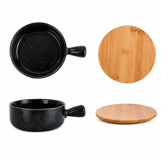 Galaxy bowl with handle and lid