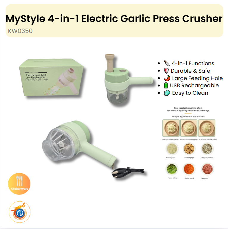 4-in-1 Electric Garlic Press Crusher