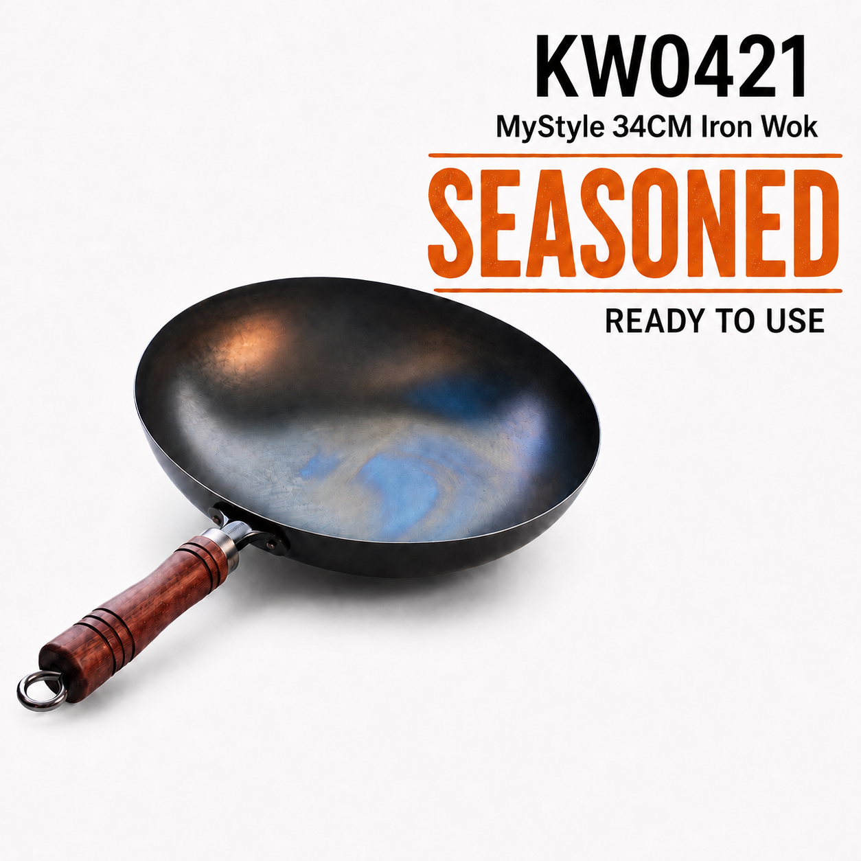 MyStyle 34CM Seasoned Iron Wok