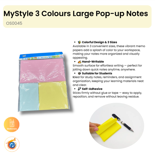 3 Colours Large Pop-up Notes