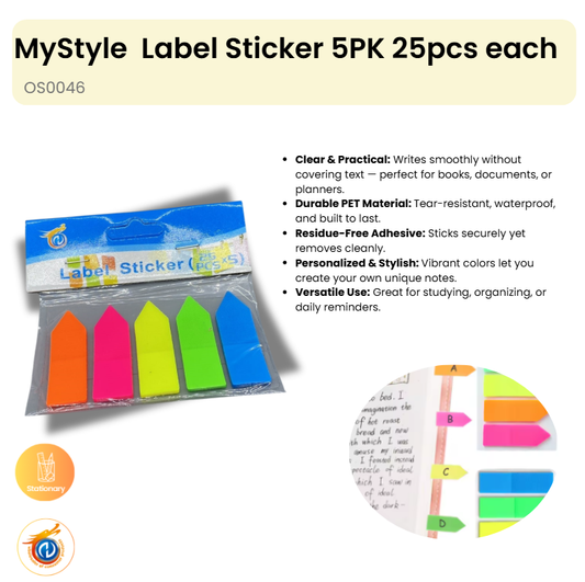 Label Sticker 5PK 25pcs each