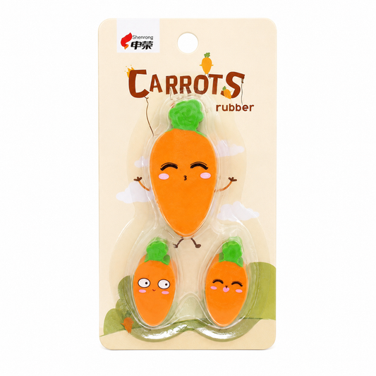 Carrot Rubber Eraser 3pcs