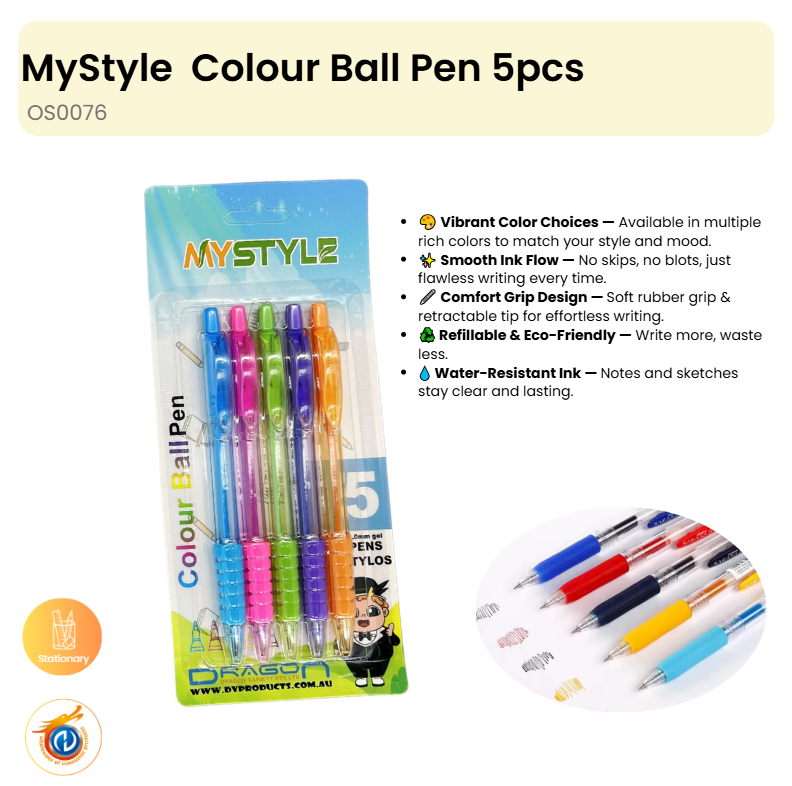 Colour Ball Pen 5pcs