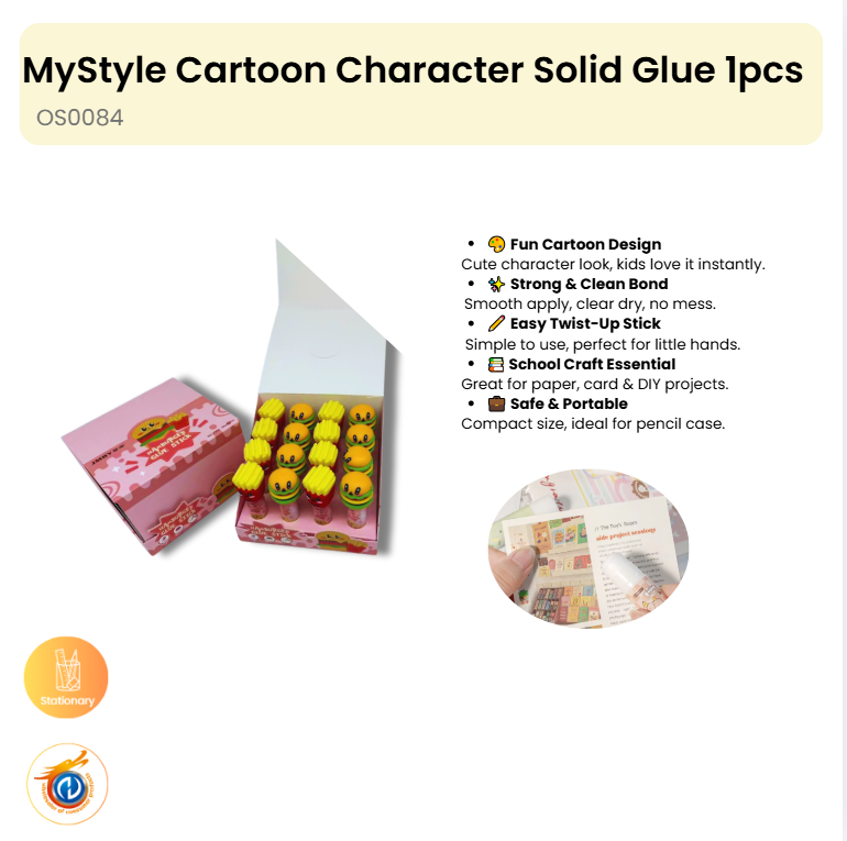 Cartoon Character Solid Glue 1pcs (Display Box Assorted Pack 16PC)