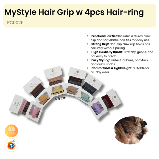 Hair Grip w 4pcs Hair-ring (12 in pick packs)