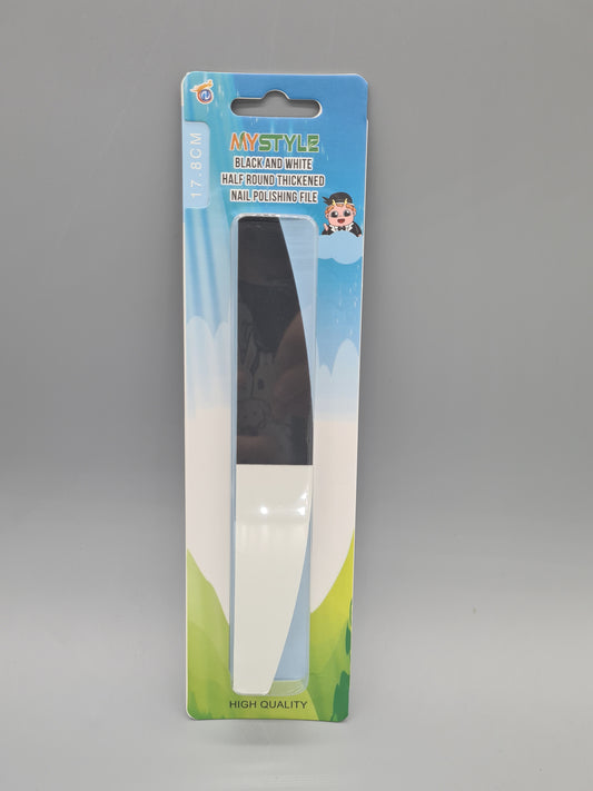 Black and White Half Round  Thickened Nail Polishing File