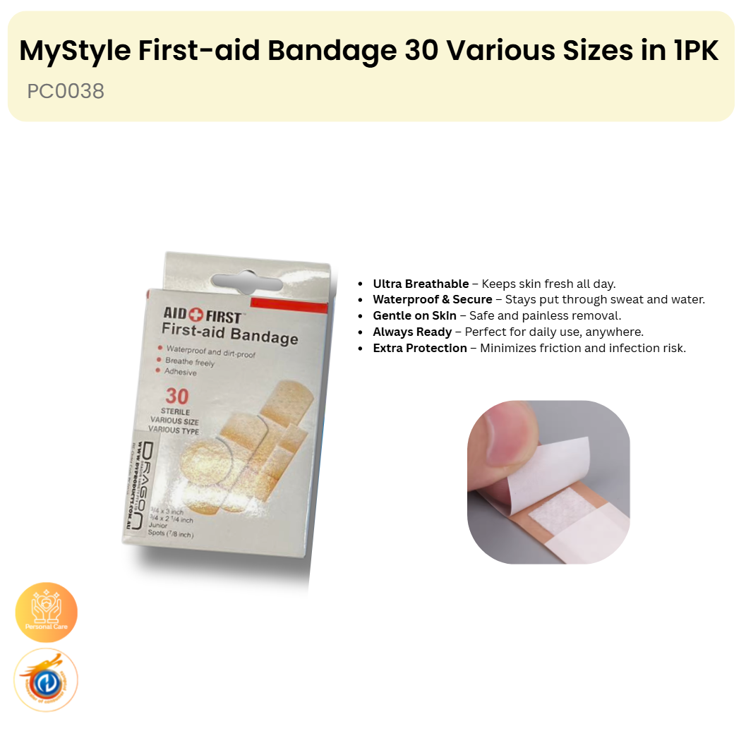 First-aid Bandage 30 Various Sizes in 1PK（12 in pick packs)