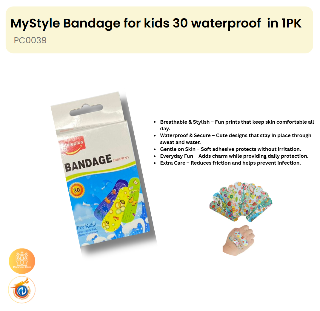 Bandage for kids 30 waterproof in 1PK(12/display box)