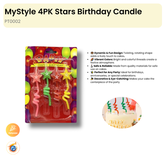 4PK Stars Birthday Candle