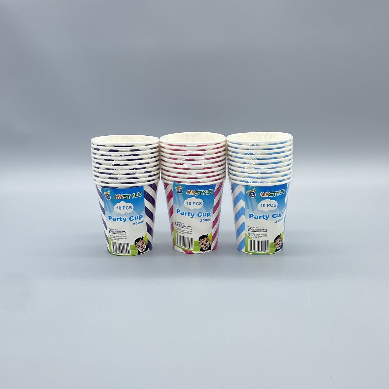 10PCS Disposable Line Paper Cups 250ML