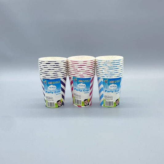 10PCS Disposable Line Paper Cups 250ML