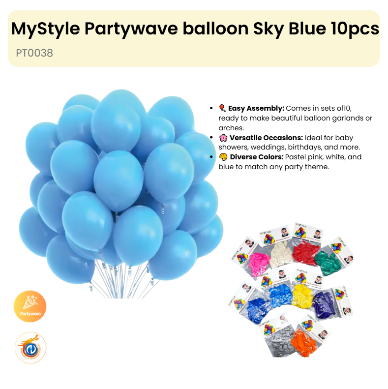 Partywave balloon sky blue 10pcs