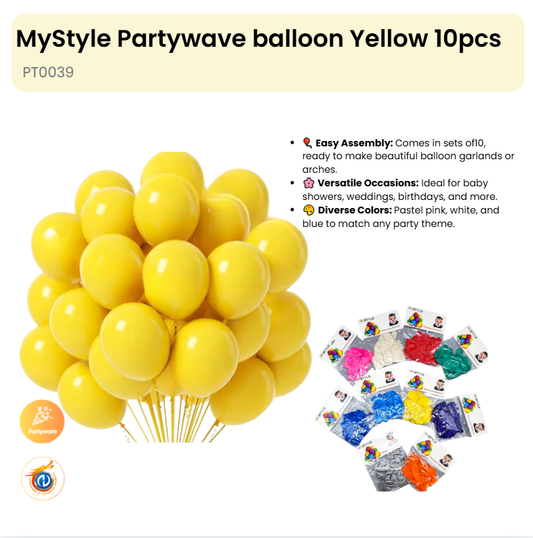 Partywave balloon yellow 10pcs