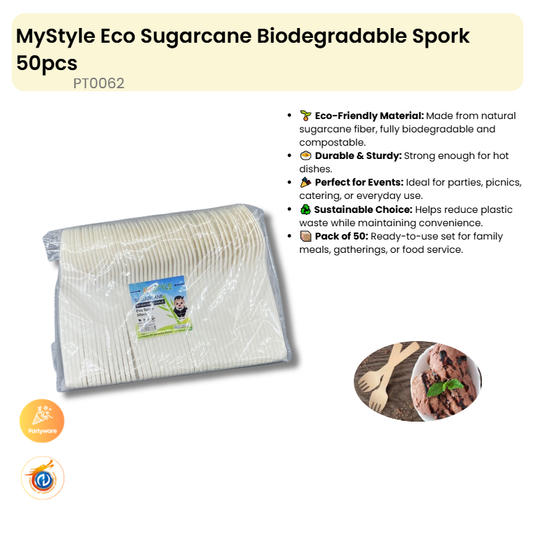 Eco Sugarcane Biodegradable Spork 50pcs