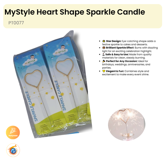 Heart Shape Sparkle Candle (12 in a picking pack)