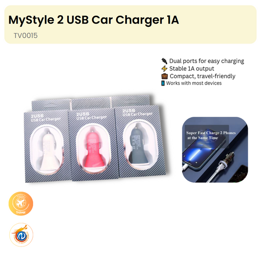 2 USB Car Charger 1A