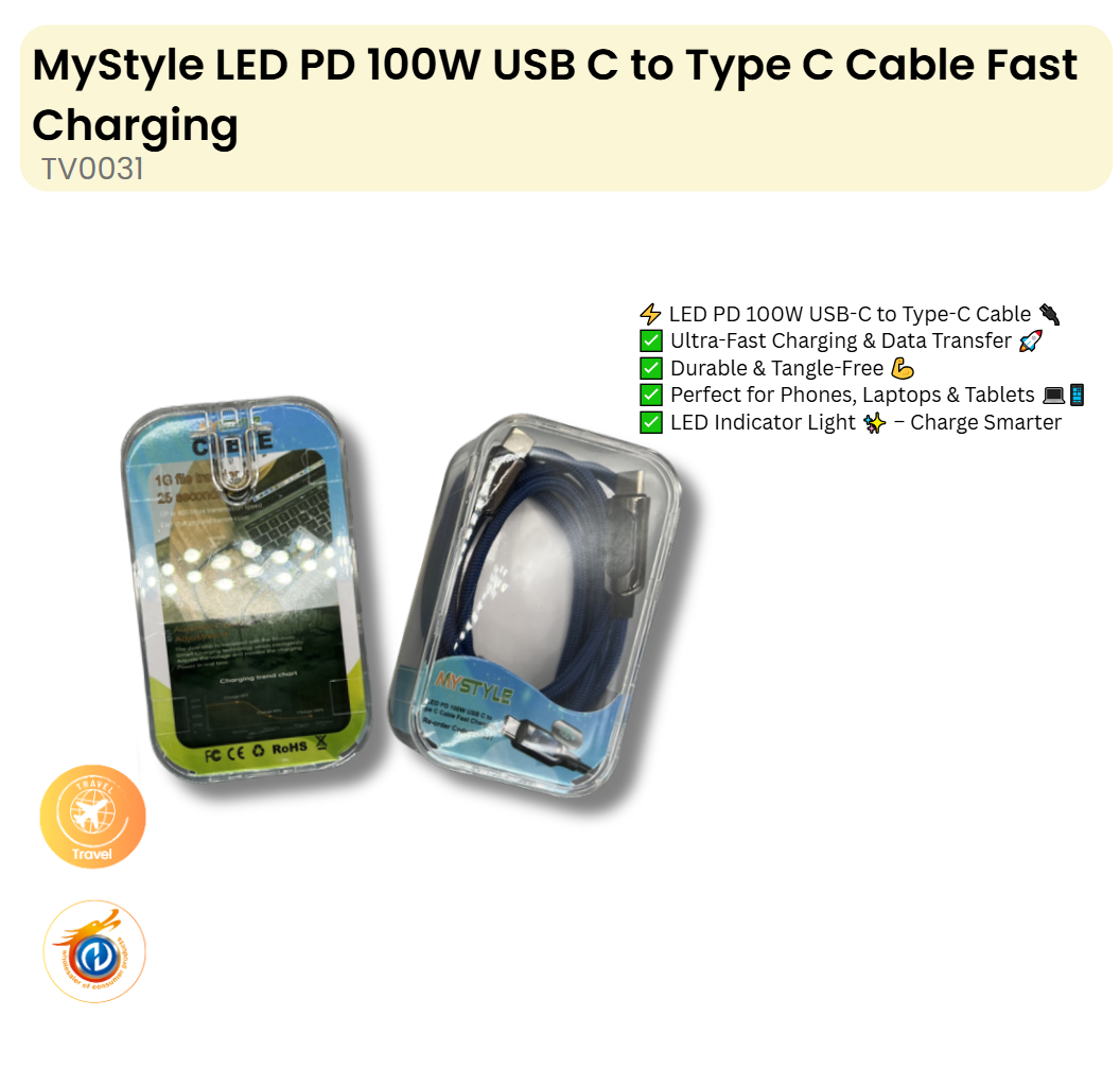 LED PD 100W USB C to Type C Cable Fast Charging
