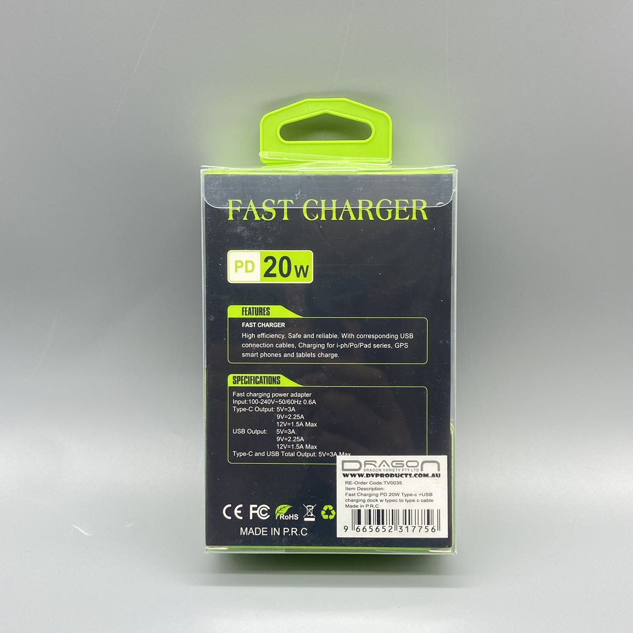 Fast Charging PD 20W Type-c +USB charging dock w type-c to type-c cable