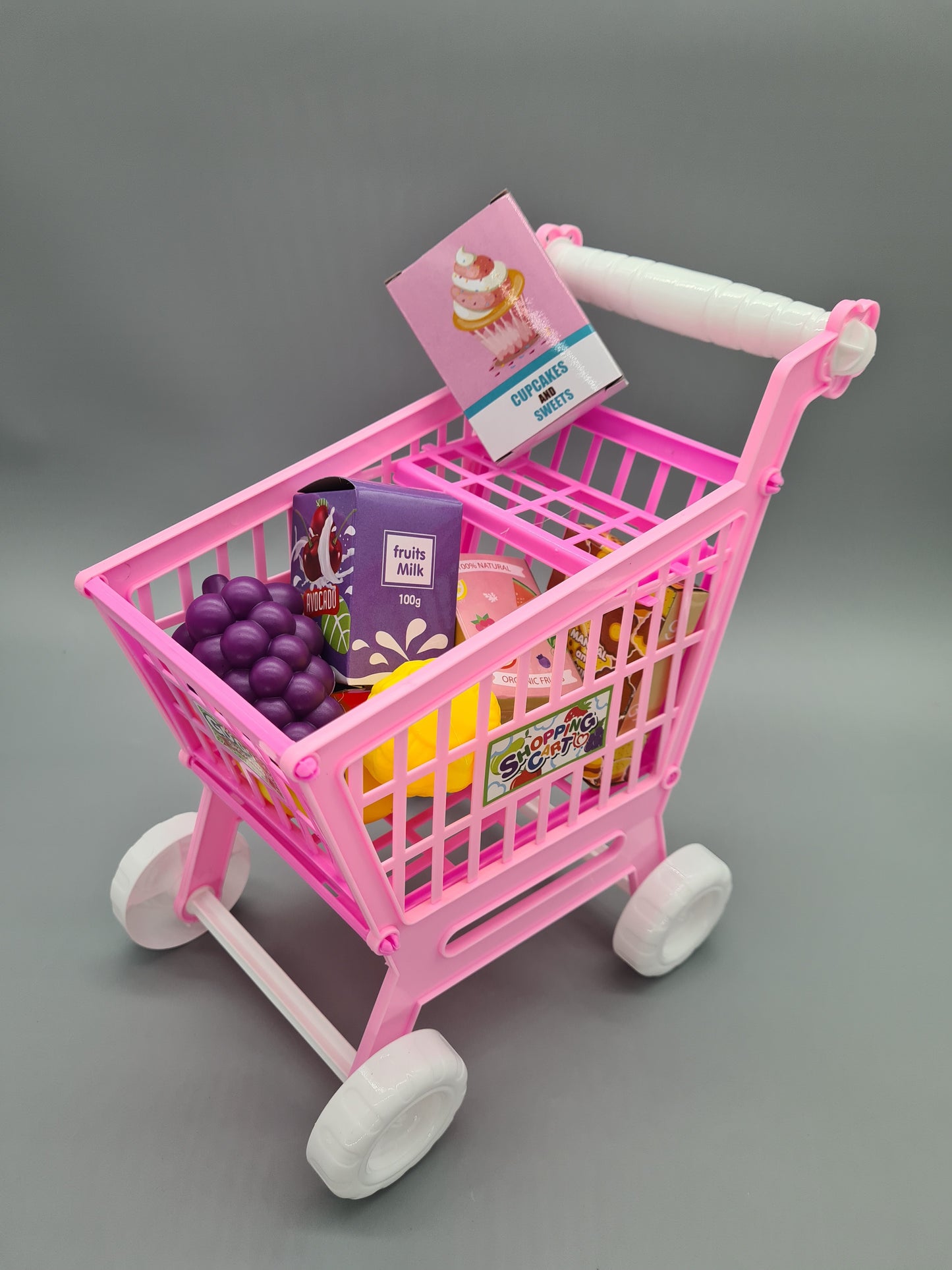 Shopping Cart With Toy Fruits