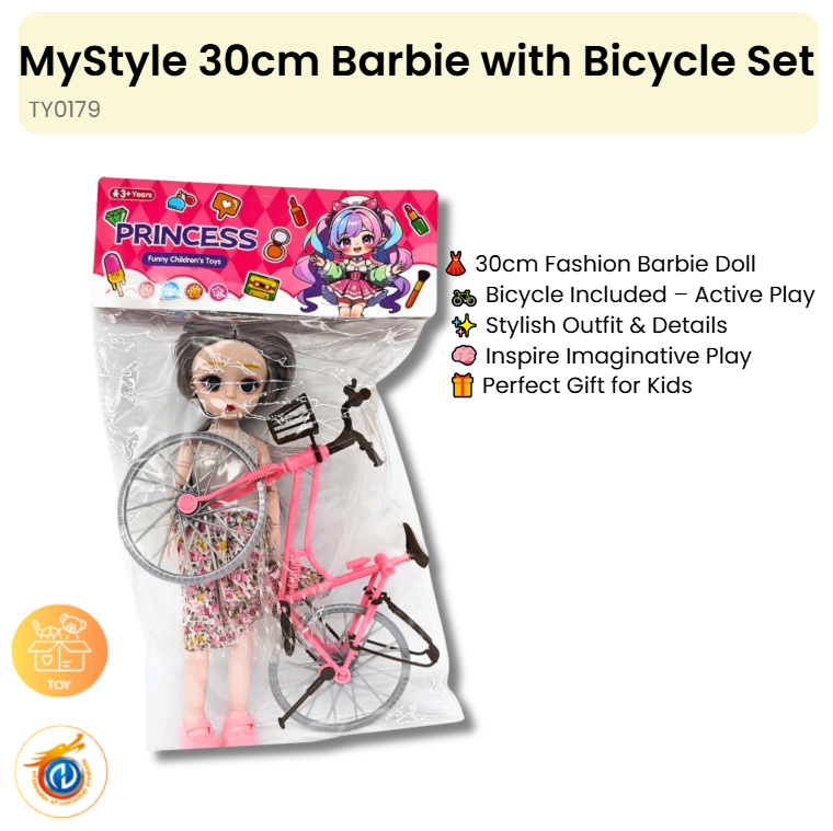 30cm Barbie with Bicycle Set